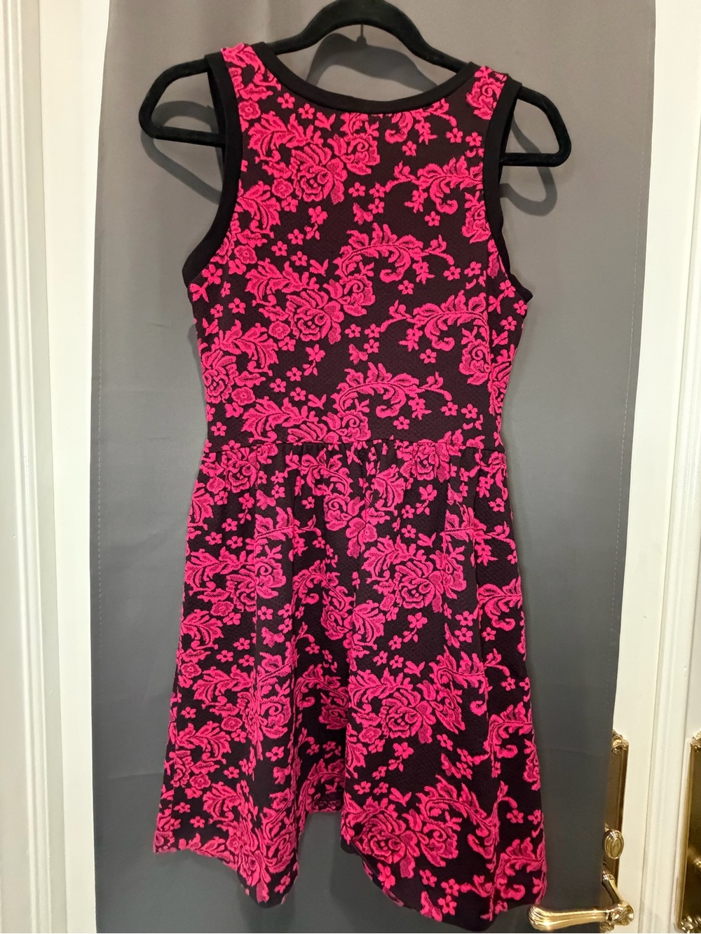 Love…Ady Pink & Black Floral Fit & Flare Dress size Medium